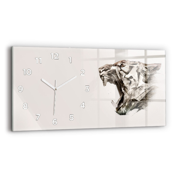 Horloge rectangulaire horizontale 'portrait peint d''un tigre'