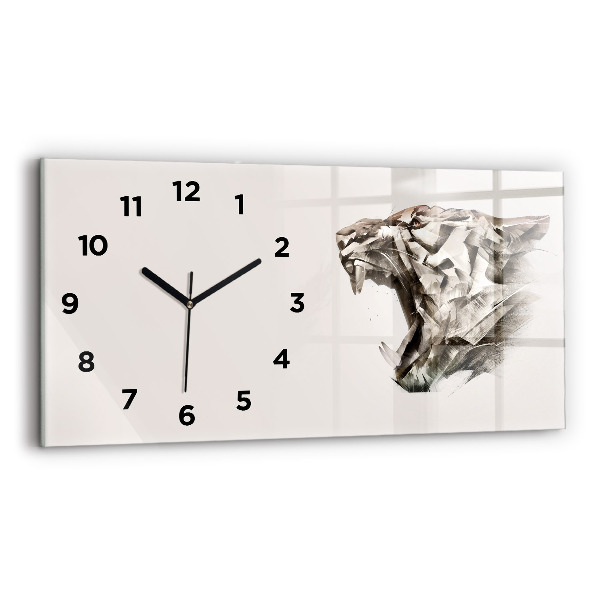 Horloge rectangulaire horizontale 'portrait peint d''un tigre'