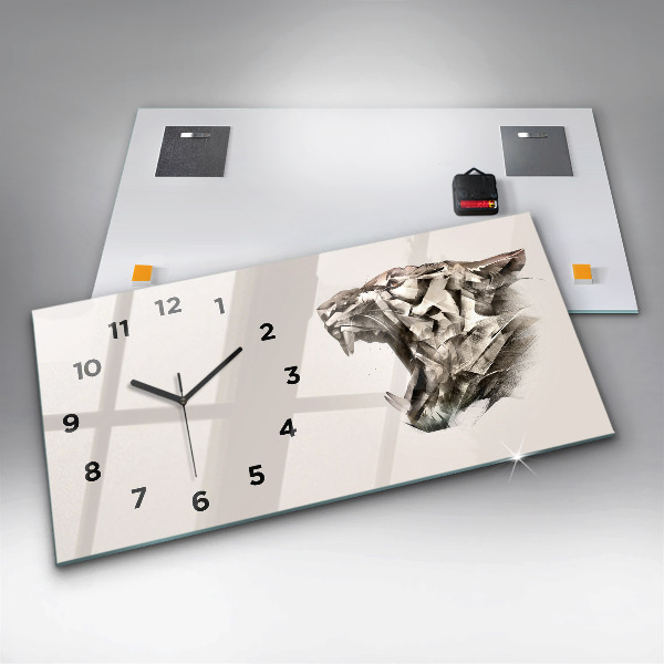 Horloge rectangulaire horizontale 'portrait peint d''un tigre'