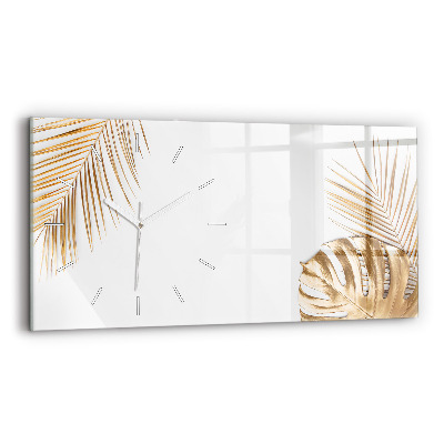 Horloge rectangulaire horizontale feuilles tropicales