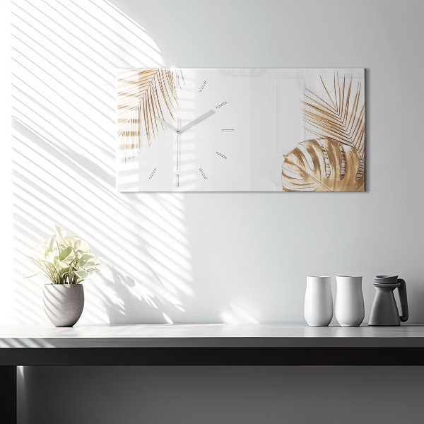 Horloge rectangulaire horizontale feuilles tropicales