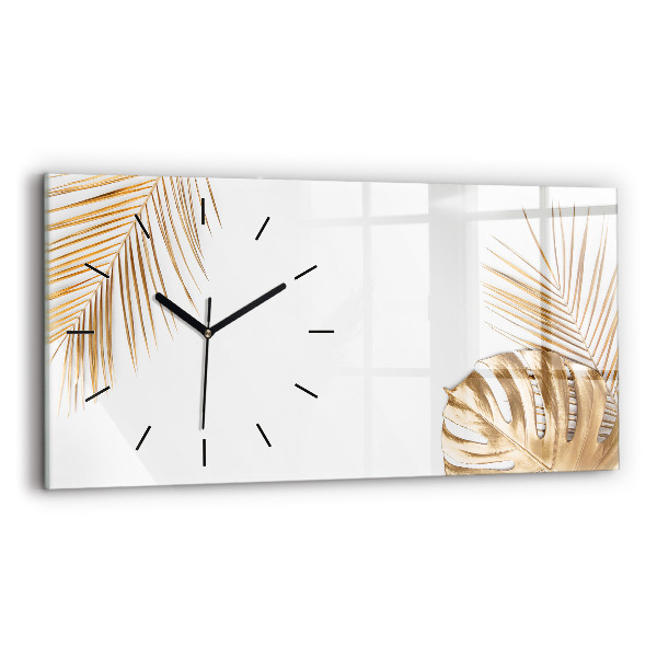 Horloge rectangulaire horizontale feuilles tropicales