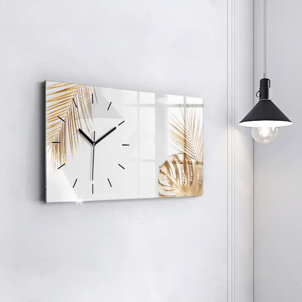 Horloge rectangulaire horizontale feuilles tropicales