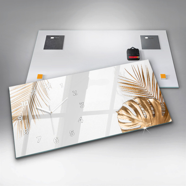 Horloge rectangulaire horizontale feuilles tropicales