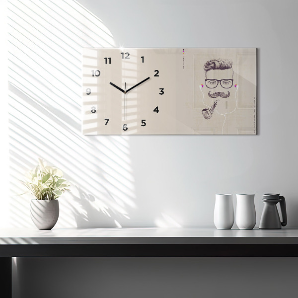 Horloge murale horizontale Homme avec une pipe