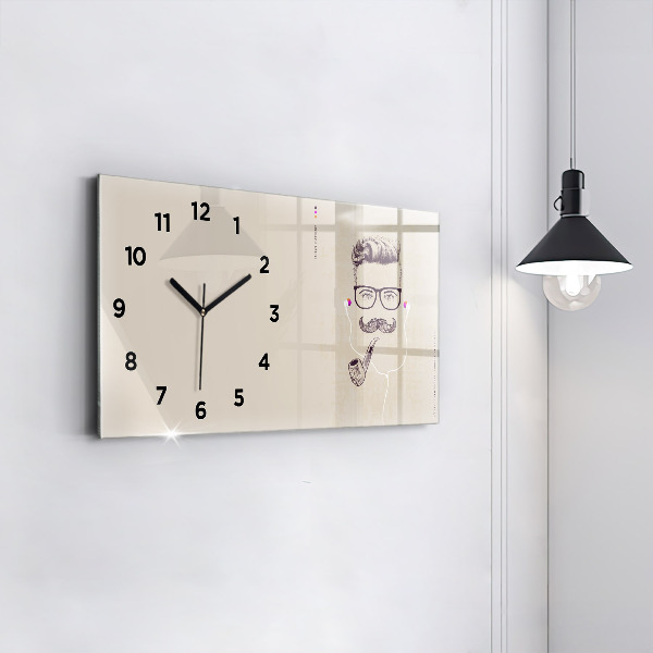 Horloge murale horizontale Homme avec une pipe