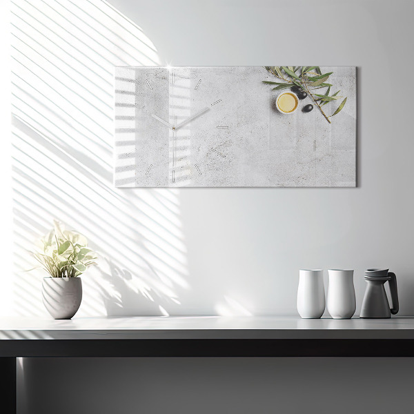 Horloge murale horizontale Olives minimalistes