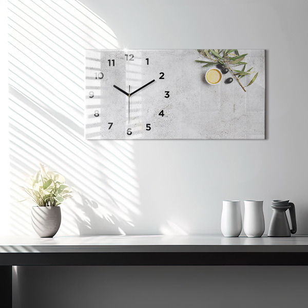 Horloge murale horizontale Olives minimalistes