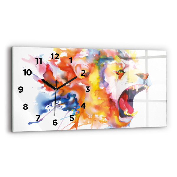 Horloge murale horizontale Lion - aquarelle