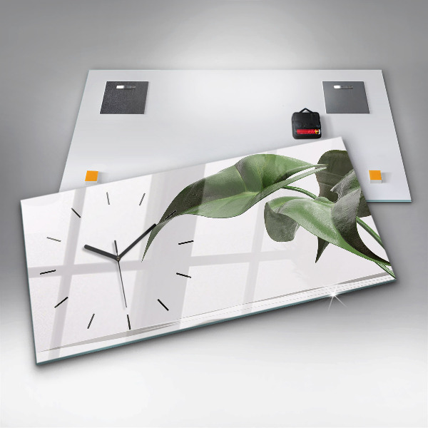 Horloge murale horizontale Feuilles abstraites