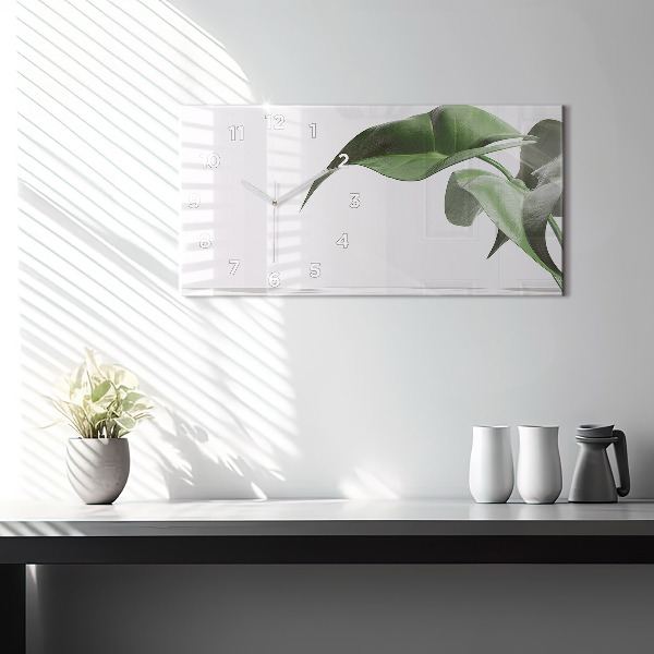 Horloge murale horizontale Feuilles abstraites