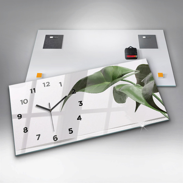 Horloge murale horizontale Feuilles abstraites