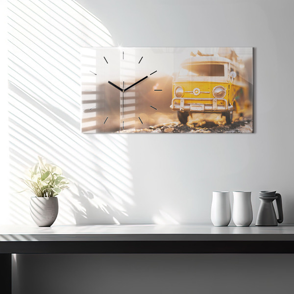 Horloge murale horizontale Voiture en vacances
