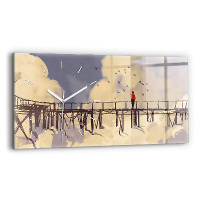 Horloge murale horizontale 'L''homme sur le vieux pont'