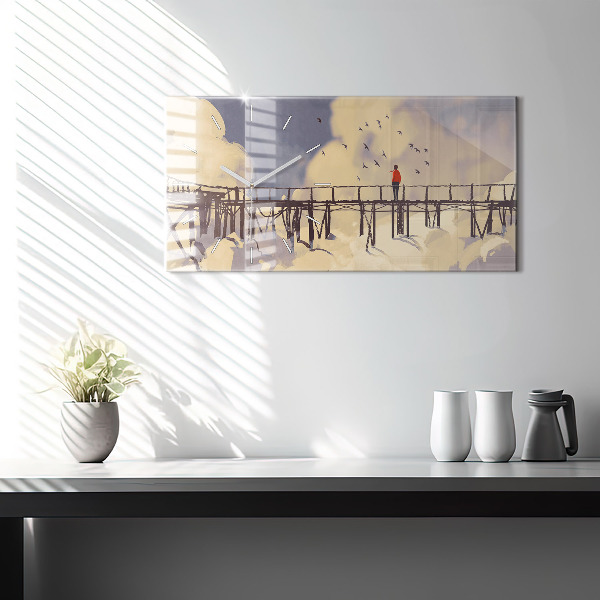 Horloge murale horizontale 'L''homme sur le vieux pont'