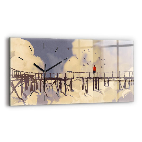 Horloge murale horizontale 'L''homme sur le vieux pont'