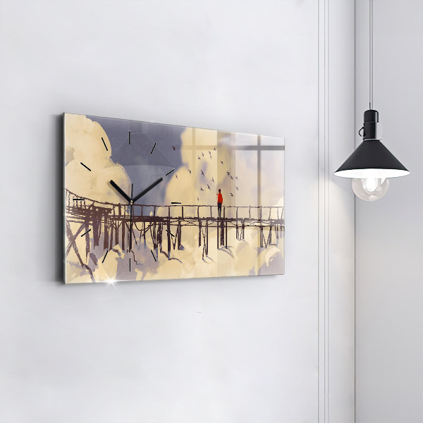 Horloge murale horizontale 'L''homme sur le vieux pont'