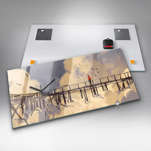Horloge murale horizontale 'L''homme sur le vieux pont'