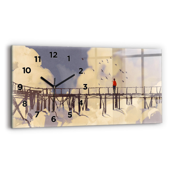 Horloge murale horizontale 'L''homme sur le vieux pont'