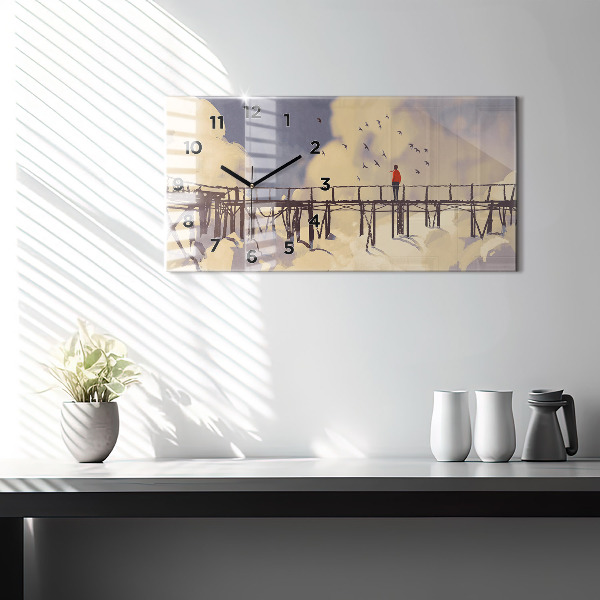 Horloge murale horizontale 'L''homme sur le vieux pont'