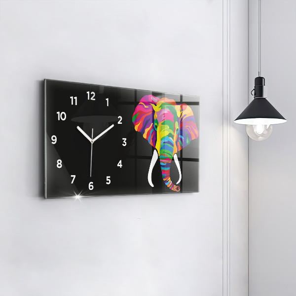 Horloge murale horizontale Éléphant coloré