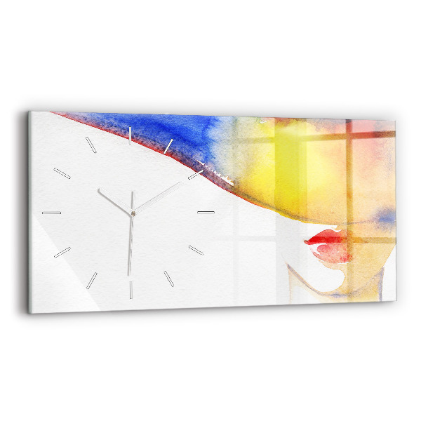 Horloge murale horizontale Femme au chapeau