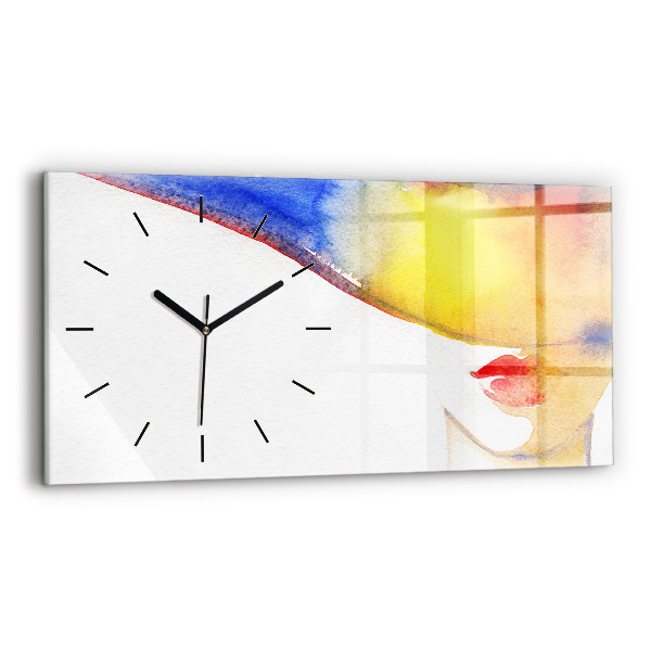 Horloge murale horizontale Femme au chapeau