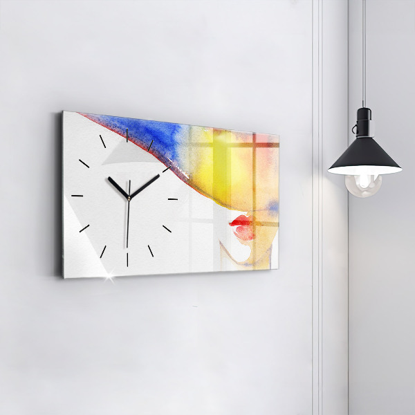 Horloge murale horizontale Femme au chapeau