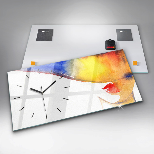 Horloge murale horizontale Femme au chapeau