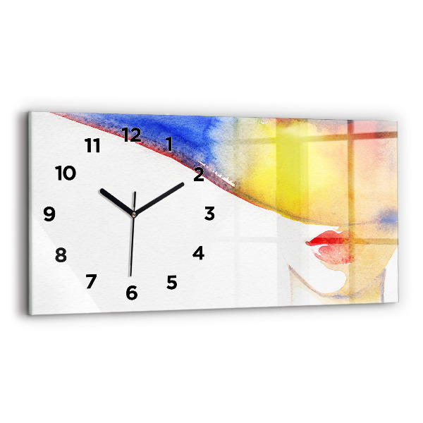 Horloge murale horizontale Femme au chapeau