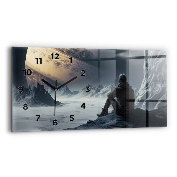 Horloge murale horizontale Homme Espace Planète