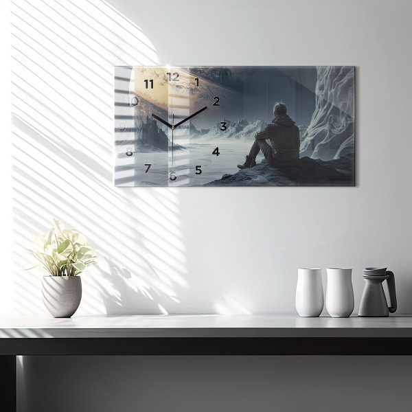 Horloge murale horizontale Homme Espace Planète