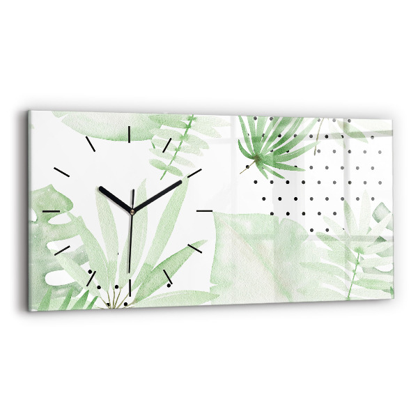 Horloge murale horizontale Feuilles vertes