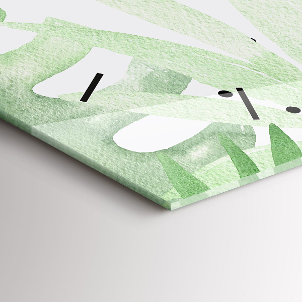 Horloge murale horizontale Feuilles vertes