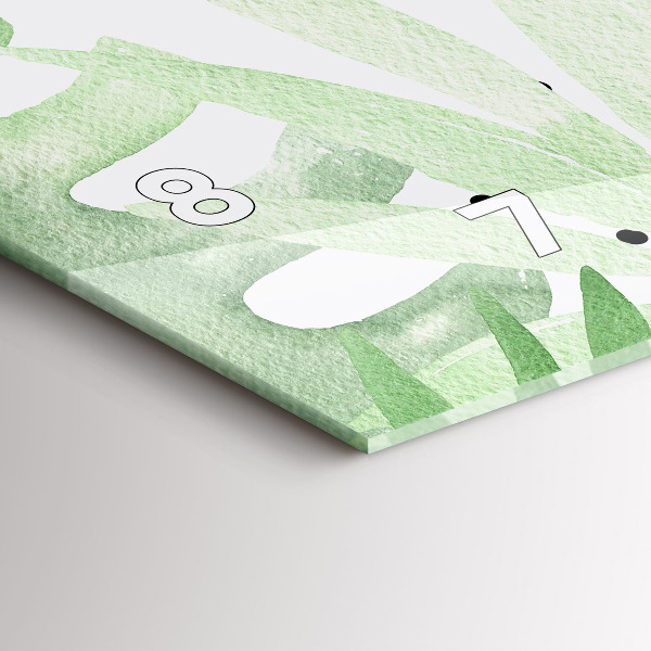 Horloge murale horizontale Feuilles vertes