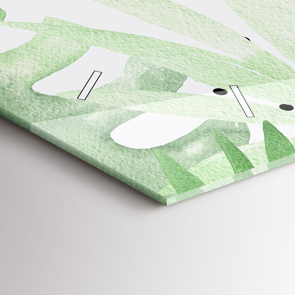 Horloge murale horizontale Feuilles vertes