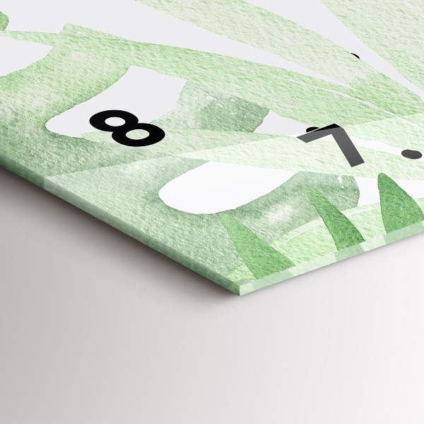 Horloge murale horizontale Feuilles vertes