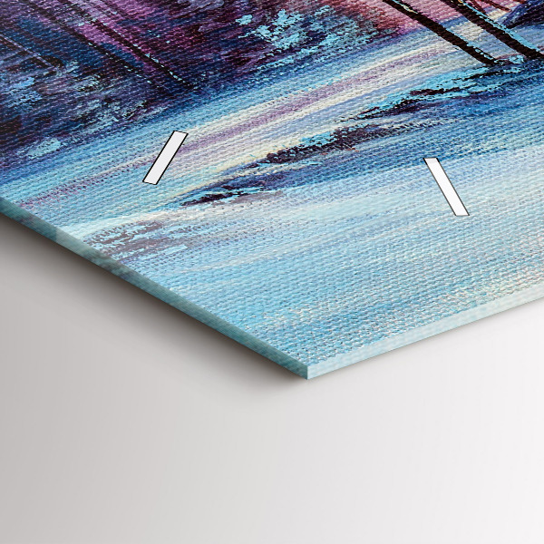 Horloge murale horizontale Sapin de Noël et pont