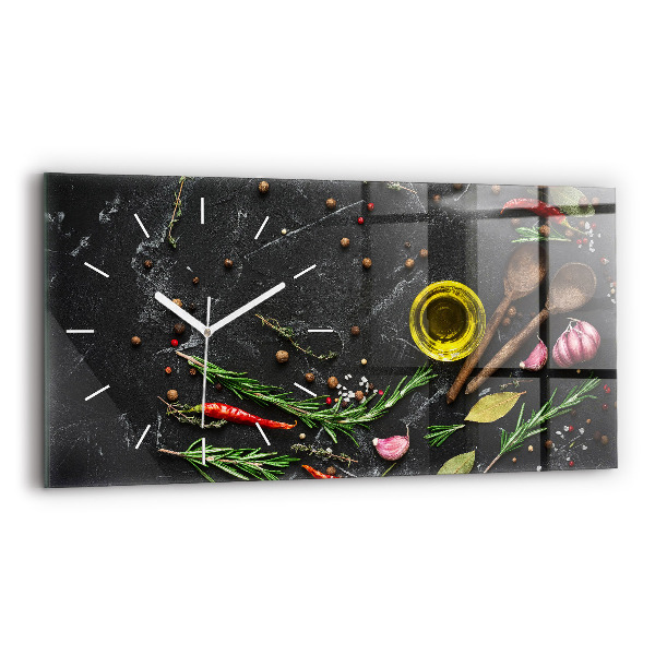 Horloge murale horizontale Épices sur le comptoir