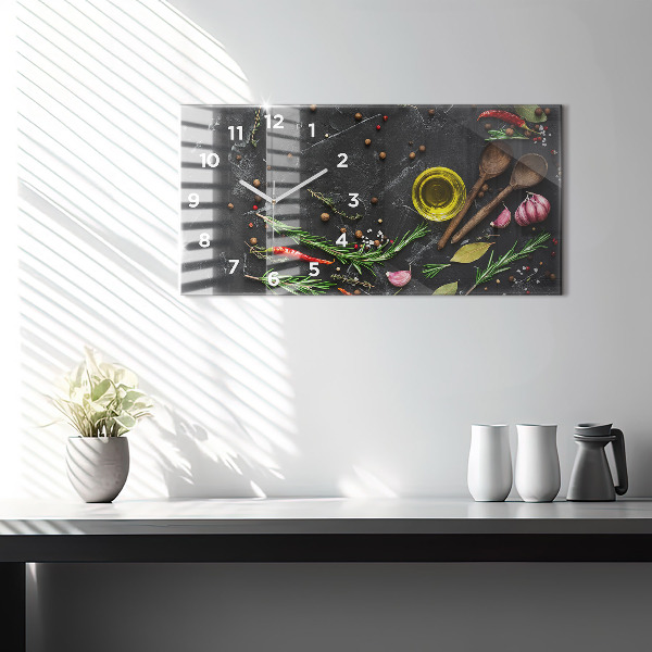 Horloge murale horizontale Épices sur le comptoir