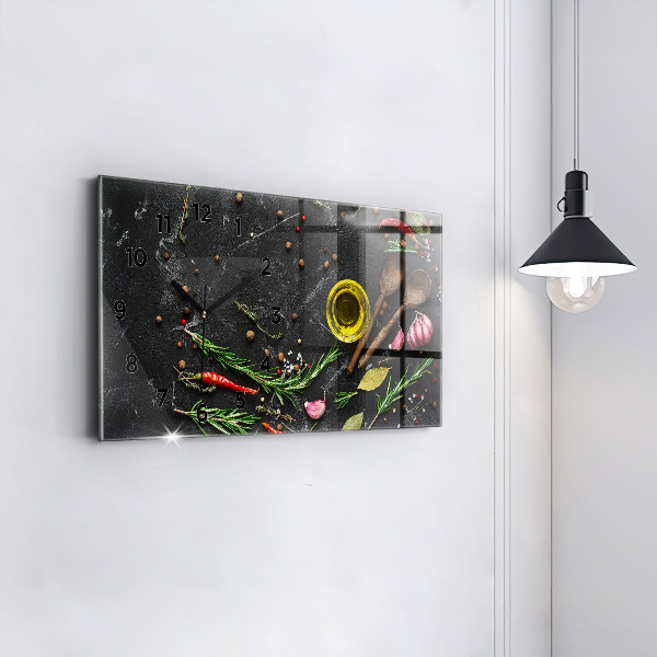 Horloge murale horizontale Épices sur le comptoir