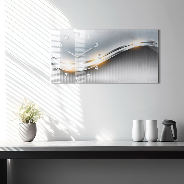 Horloge murale horizontale Abstraction métallique