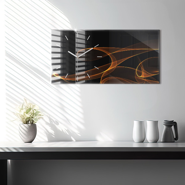 Horloge murale horizontale Lignes orange