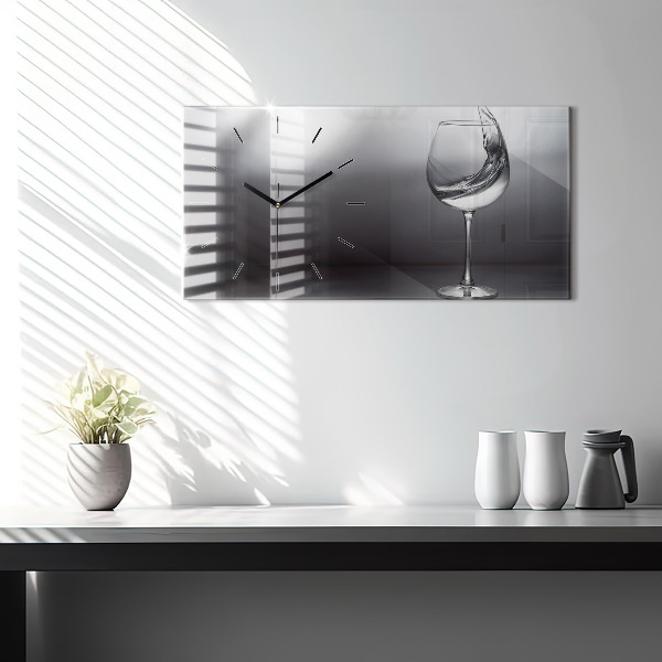 Horloge murale horizontale Un verre de vin