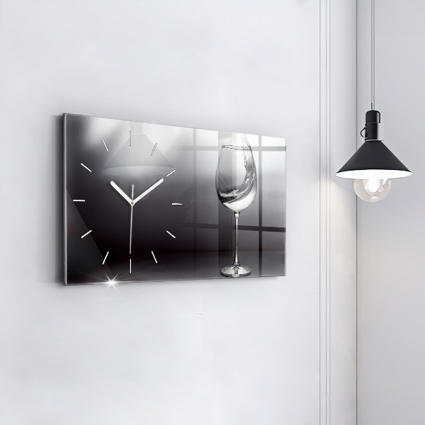 Horloge murale horizontale Un verre de vin