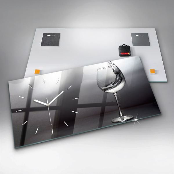 Horloge murale horizontale Un verre de vin
