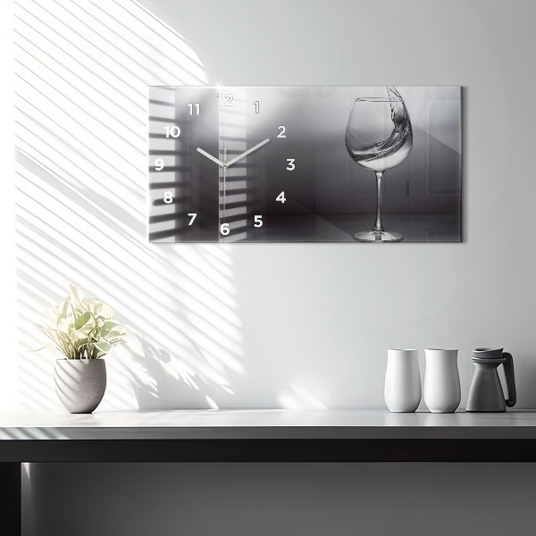 Horloge murale horizontale Un verre de vin