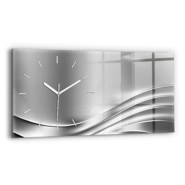 Horloge murale horizontale Abstraction argentée