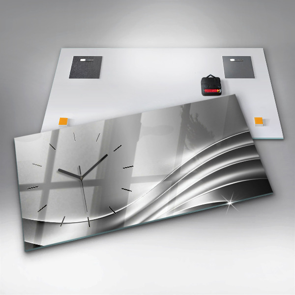 Horloge murale horizontale Abstraction argentée