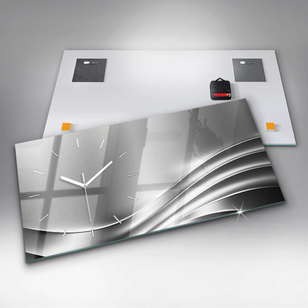 Horloge murale horizontale Abstraction argentée